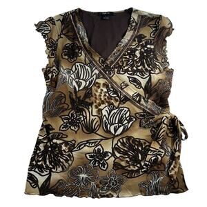 Vtg Y2K Babydoll L Large Top Cap Sleeve Fairy Grunge Whimsigoth Goblincore Brown